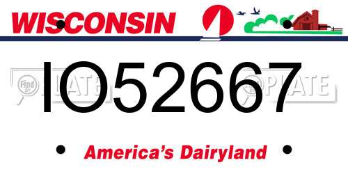IO52667 Wisconsin License Plate