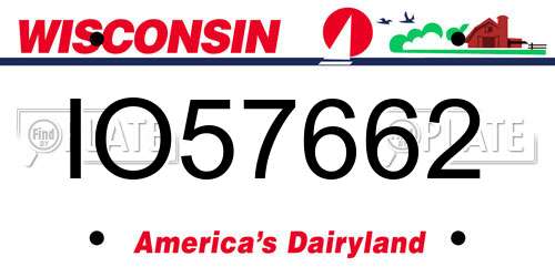 IO57662 Wisconsin License Plate