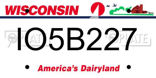 IO5B227 Wisconsin License Plate