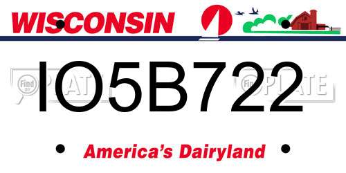 IO5B722 Wisconsin License Plate