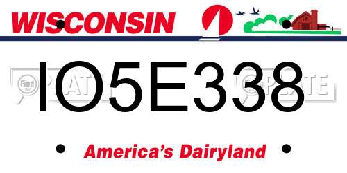 IO5E338 Wisconsin License Plate