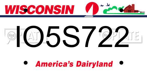 IO5S722 Wisconsin License Plate