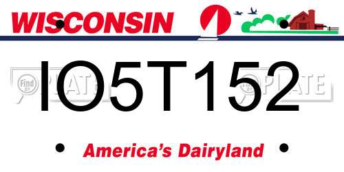 IO5T152 Wisconsin License Plate