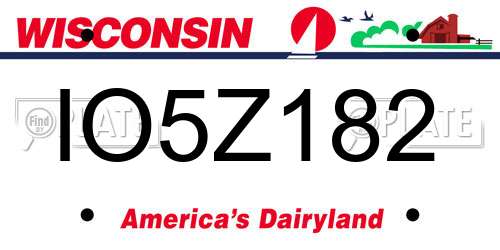 IO5Z182 Wisconsin License Plate