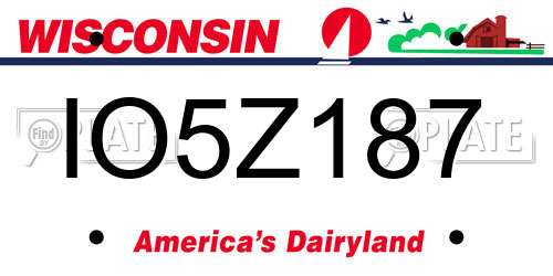 IO5Z187 Wisconsin License Plate