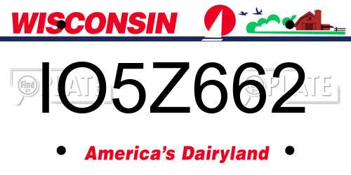 IO5Z662 Wisconsin License Plate