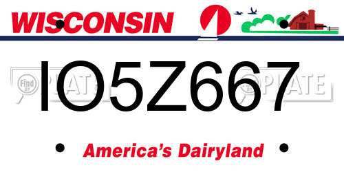 IO5Z667 Wisconsin License Plate