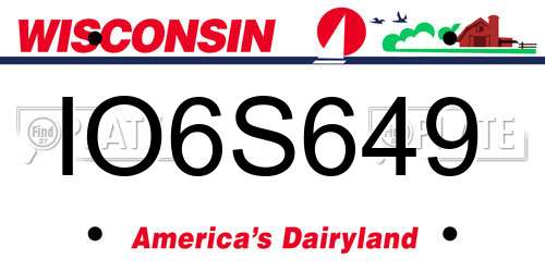 IO6S649 Wisconsin License Plate
