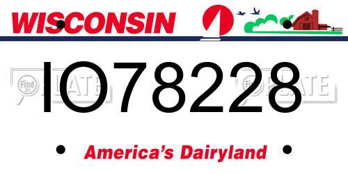 IO78228 Wisconsin License Plate