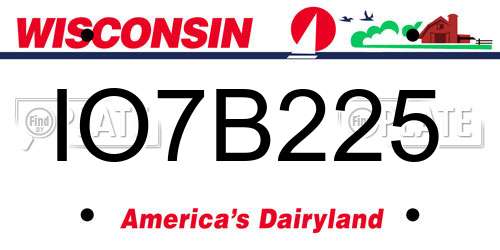 IO7B225 Wisconsin License Plate