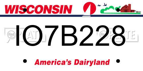 IO7B228 Wisconsin License Plate