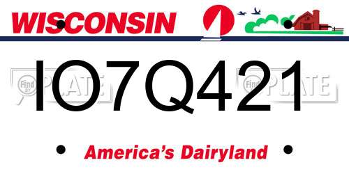 IO7Q421 Wisconsin License Plate