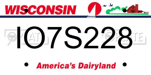 IO7S228 Wisconsin License Plate