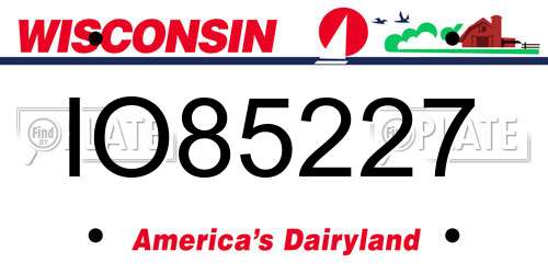 IO85227 Wisconsin License Plate