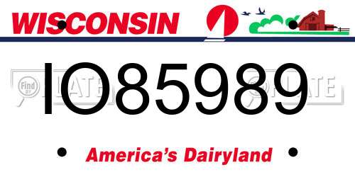 IO85989 Wisconsin License Plate