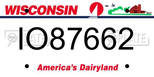 IO87662 Wisconsin License Plate