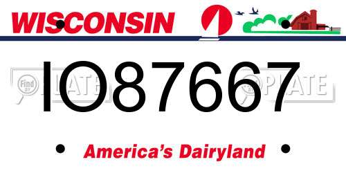 IO87667 Wisconsin License Plate