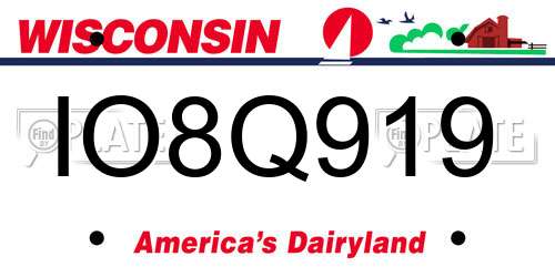 IO8Q919 Wisconsin License Plate