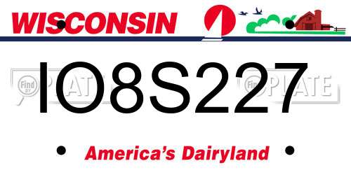 IO8S227 Wisconsin License Plate