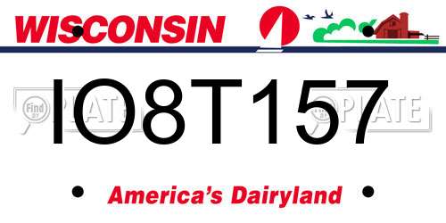 IO8T157 Wisconsin License Plate