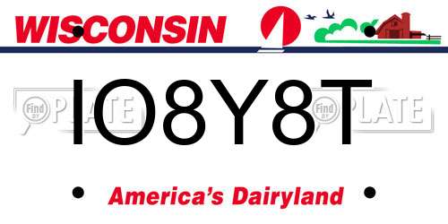 IO8Y8T Wisconsin License Plate