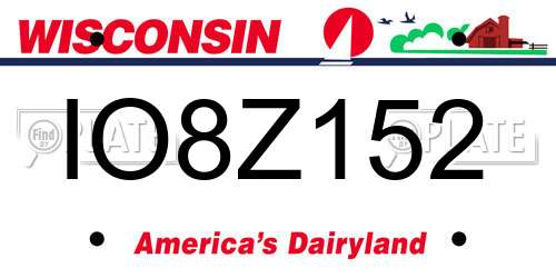 IO8Z152 Wisconsin License Plate