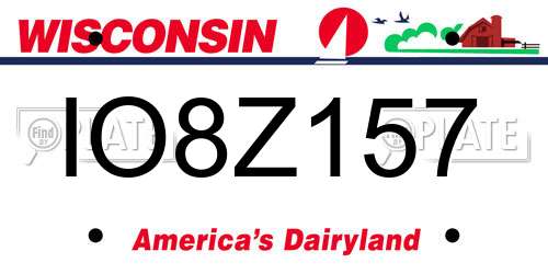 IO8Z157 Wisconsin License Plate
