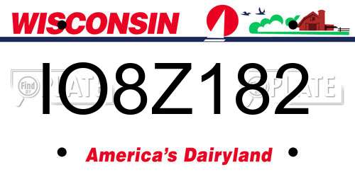 IO8Z182 Wisconsin License Plate