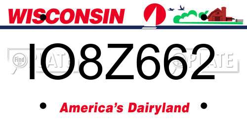 IO8Z662 Wisconsin License Plate