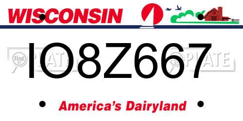 IO8Z667 Wisconsin License Plate