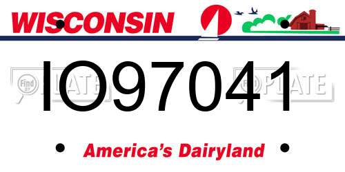 IO97041 Wisconsin License Plate