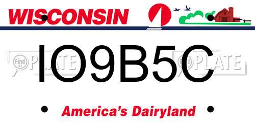 IO9B5C Wisconsin License Plate