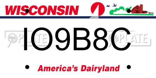 IO9B8C Wisconsin License Plate