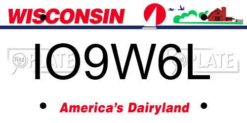 IO9W6L Wisconsin License Plate