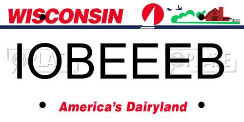 IOBEEEB Wisconsin License Plate
