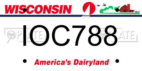 IOC788 Wisconsin License Plate