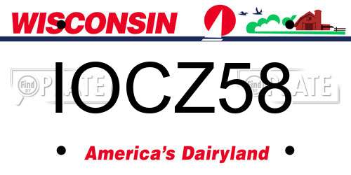 IOCZ58 Wisconsin License Plate