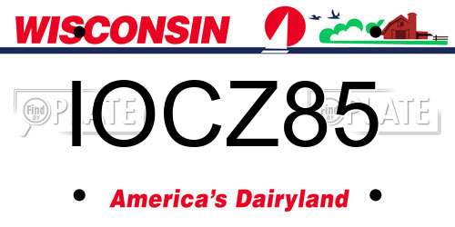 IOCZ85 Wisconsin License Plate