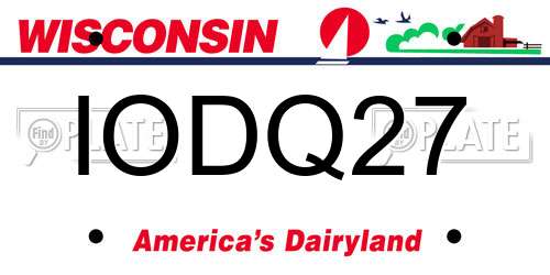 IODQ27 Wisconsin License Plate