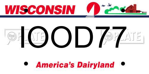 IOOD77 Wisconsin License Plate