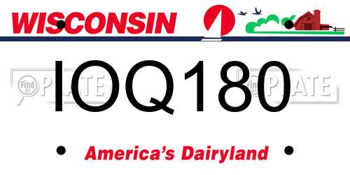 IOQ180 Wisconsin License Plate