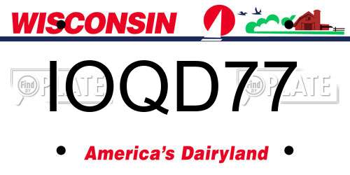 IOQD77 Wisconsin License Plate