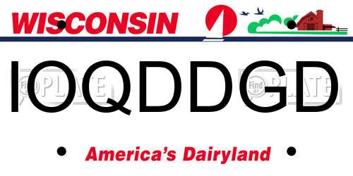 IOQDDGD Wisconsin License Plate