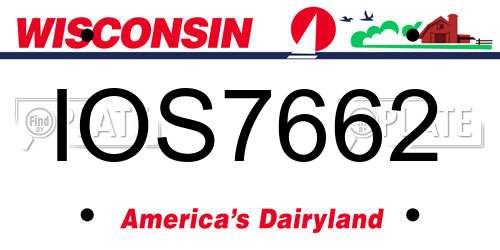 IOS7662 Wisconsin License Plate