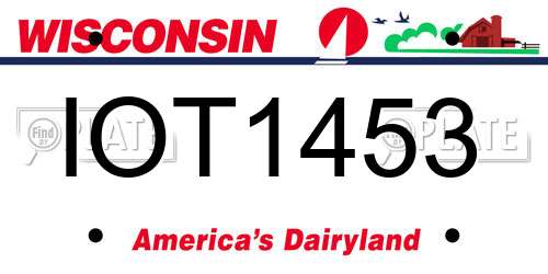 IOT1453 Wisconsin License Plate