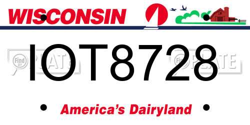 IOT8728 Wisconsin License Plate