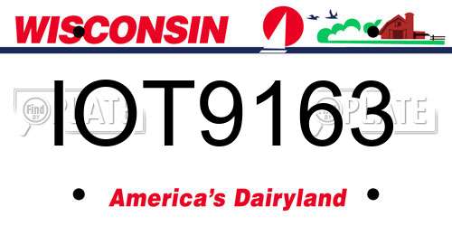 IOT9163 Wisconsin License Plate