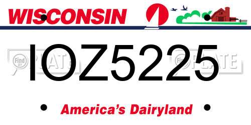 IOZ5225 Wisconsin License Plate