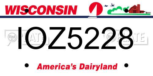 IOZ5228 Wisconsin License Plate