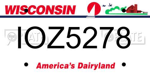 IOZ5278 Wisconsin License Plate